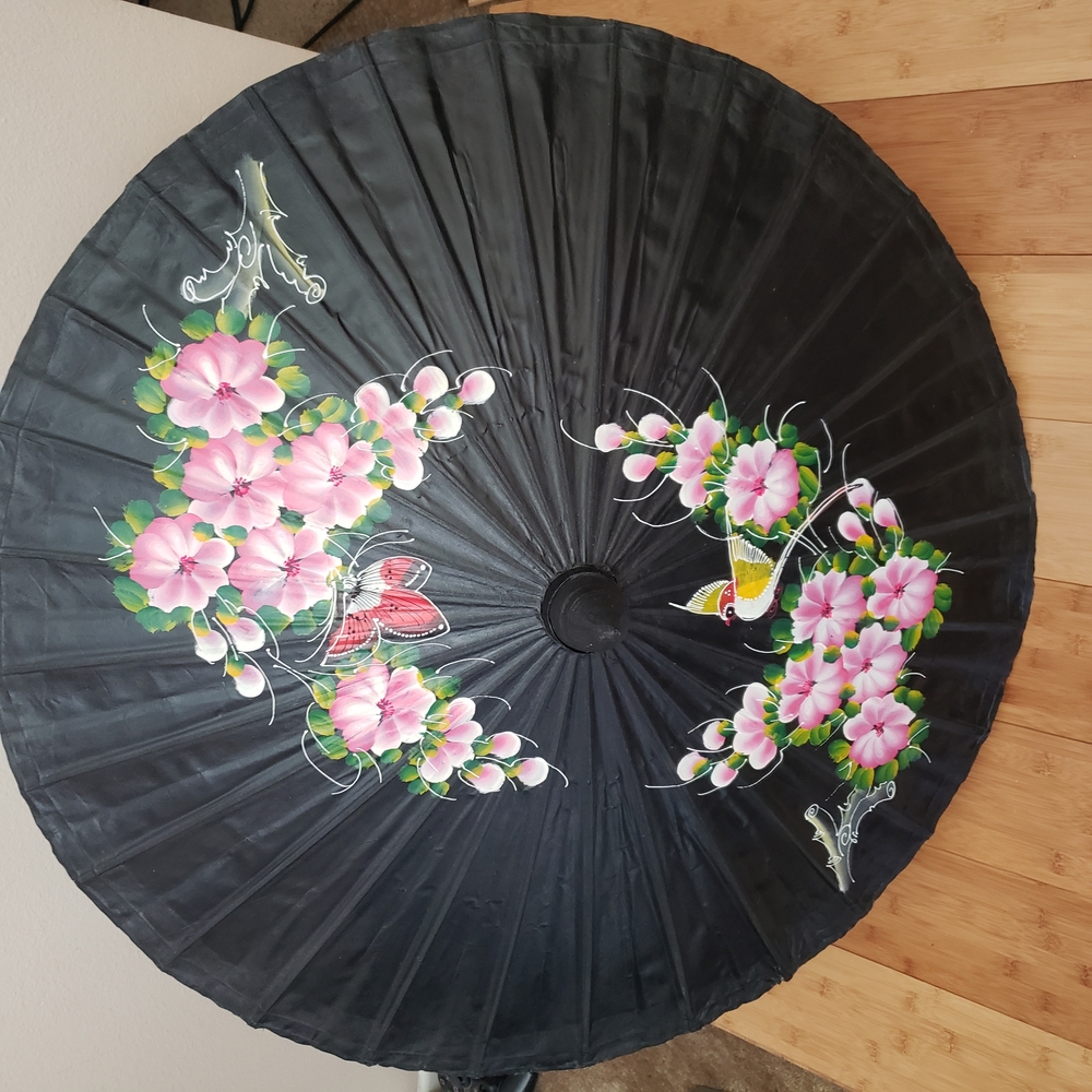 Floral Black Umbrella